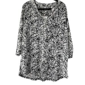 Chic Black Floral Women's Blouse